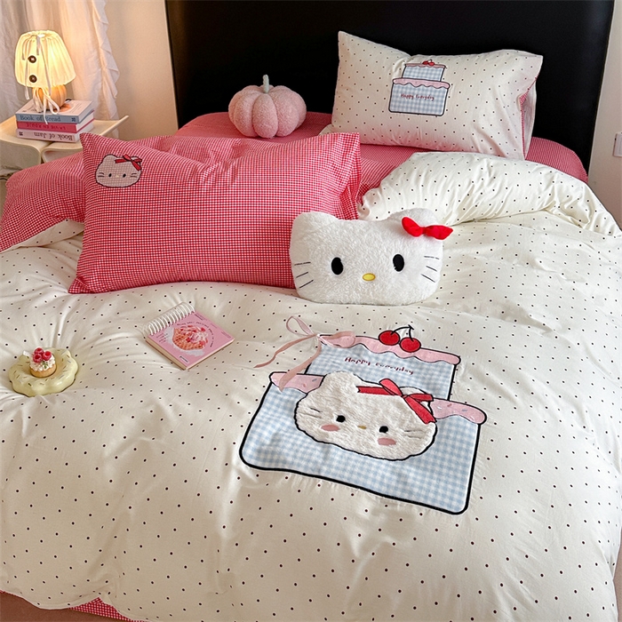 暖生活 2026新款全棉色织贴布绣四件套 KT蛋糕