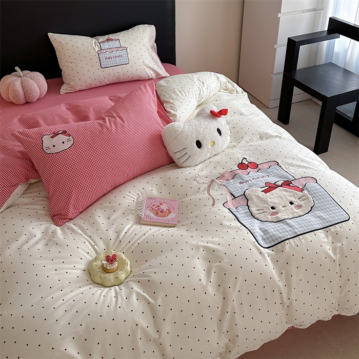 91家纺网 家纺一手货源 找家纺 暖生活 2026新款全棉色织贴布绣四件套 KT蛋糕