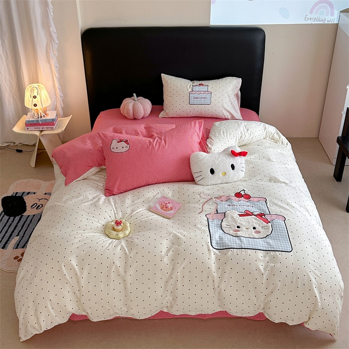 91家纺网 家纺一手货源 找家纺 暖生活 2026新款全棉色织贴布绣四件套 KT蛋糕