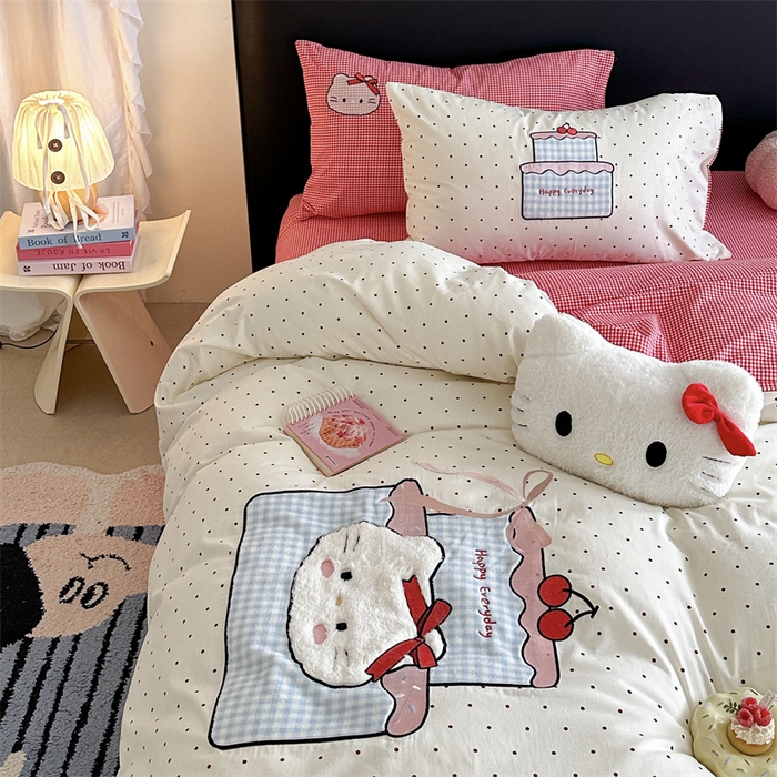 91家纺网 家纺一手货源 找家纺 暖生活 2026新款全棉色织贴布绣四件套 KT蛋糕