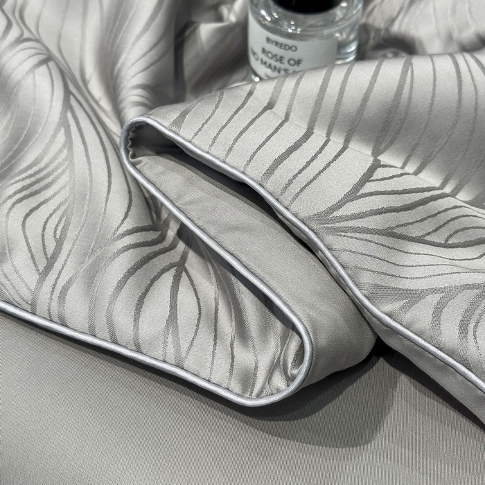 91家纺网 家纺一手货源 找家纺 慕晨 2026新款莱赛尔提花四件套高级简奢款天丝夏被四件套直播热款 波雅