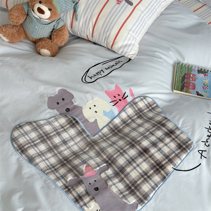 91家纺网 家纺一手货源 找家纺 暖生活 2026新款全棉色织贴布绣四件套 小宠生活