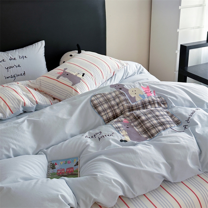 91家纺网 家纺一手货源 找家纺 暖生活 2026新款全棉色织贴布绣四件套 小宠生活