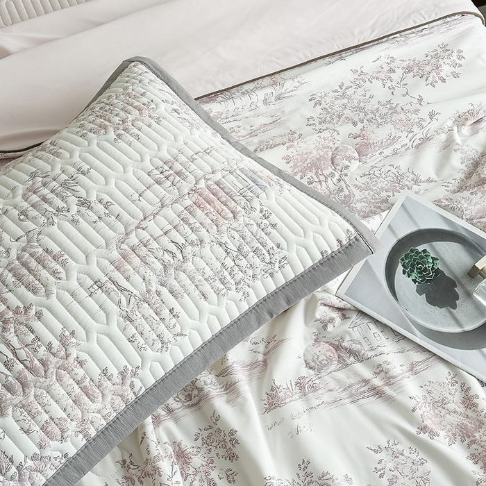 91家纺网 家纺一手货源 找家纺 （总）幸嘉轩 2026新款凉感丝夏被床盖四件套拼色夏凉被空调被