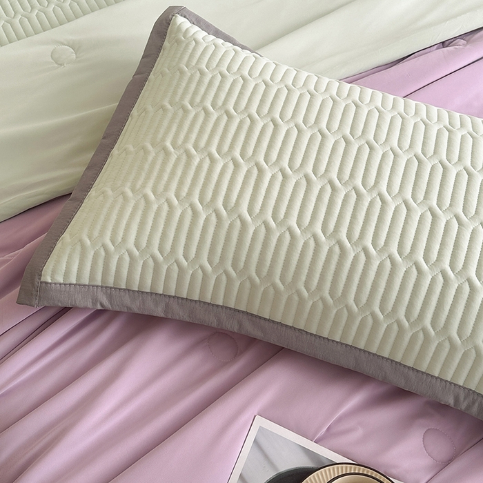 91家纺网 家纺一手货源 找家纺 幸嘉轩 2026新款凉感丝夏被床盖四件套拼色夏凉被空调被 紫+绿