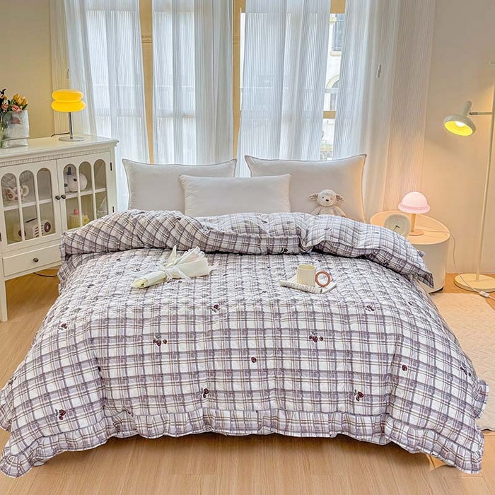 （总）爱妮玖玖 2026新款小蕾丝全棉纯棉印花夹棉单被套被套单件单品被套