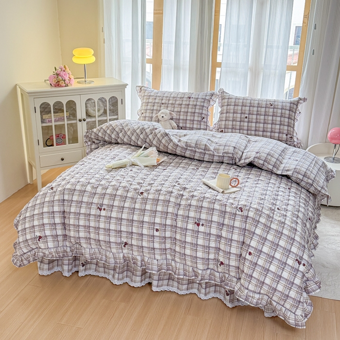 91家纺网 家纺一手货源 找家纺 （总）爱妮玖玖 2026新款小蕾丝全棉纯棉印花夹棉单被套被套单件单品被套