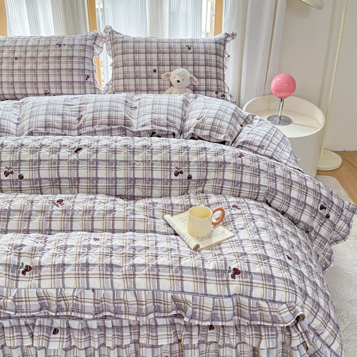 91家纺网 家纺一手货源 找家纺 （总）爱妮玖玖 2026新款小蕾丝全棉纯棉印花夹棉单被套被套单件单品被套