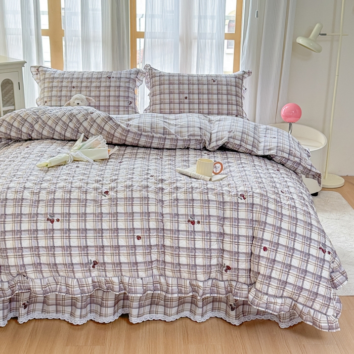 91家纺网 家纺一手货源 找家纺 （总）爱妮玖玖 2026新款小蕾丝全棉纯棉印花夹棉单被套被套单件单品被套