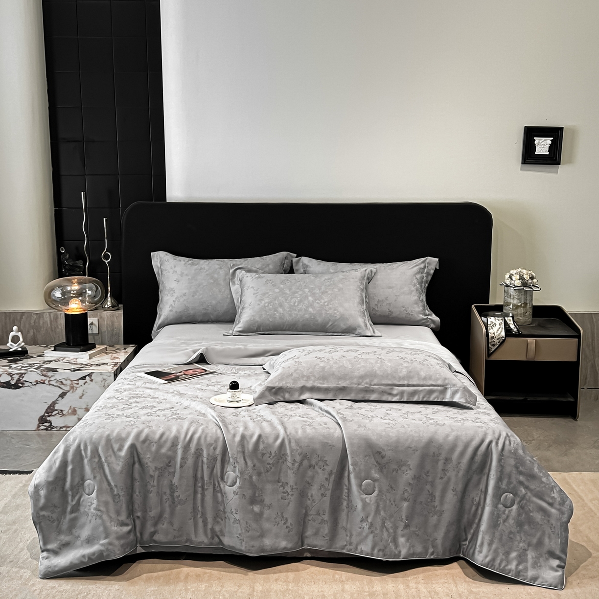 慕晨 2026新款莱赛尔提花四件套高级简奢款天丝夏被四件套直播热款 玛丽