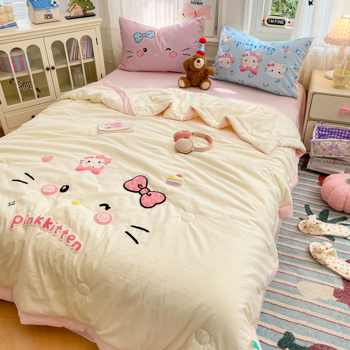 91家纺网 家纺一手货源 找家纺 （总）康纳利 2026新款加厚水洗云朵棉大版毛巾绣夏凉被空调被印花卡通夏被四件套