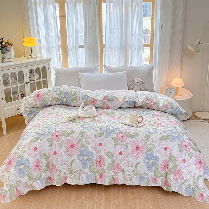 91家纺网 家纺一手货源 找家纺 （总）爱妮玖玖 2026新款小蕾丝全棉纯棉印花夹棉单被套被套单件单品被套