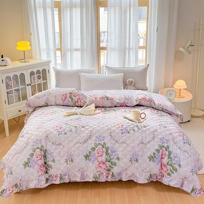 91家纺网 家纺一手货源 找家纺 （总）爱妮玖玖 2026新款小蕾丝全棉纯棉印花夹棉单被套被套单件单品被套