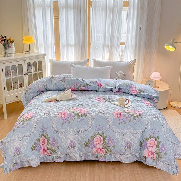 91家纺网 家纺一手货源 找家纺 （总）爱妮玖玖 2026新款小蕾丝全棉纯棉印花夹棉单被套被套单件单品被套