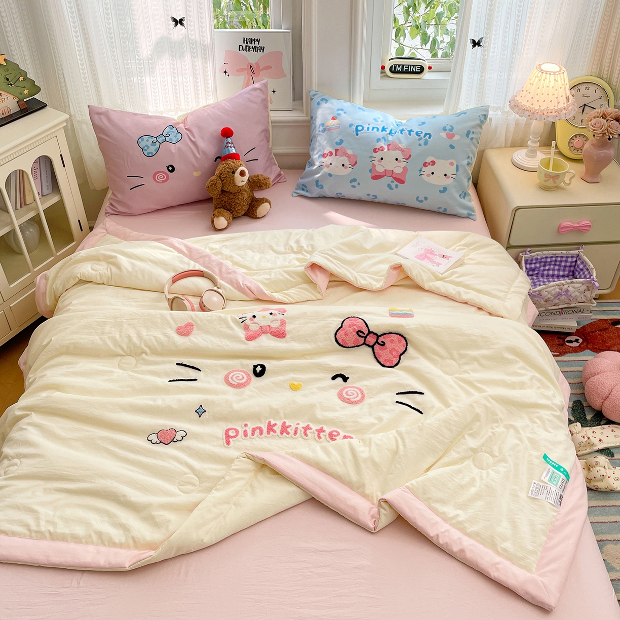 91家纺网 家纺一手货源 找家纺 （总）康纳利 2026新款加厚水洗云朵棉大版毛巾绣夏凉被空调被印花卡通夏被四件套