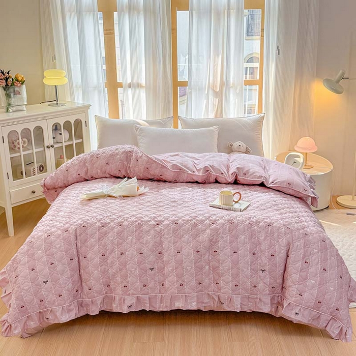 91家纺网 家纺一手货源 找家纺 （总）爱妮玖玖 2026新款小蕾丝全棉纯棉印花夹棉单被套被套单件单品被套