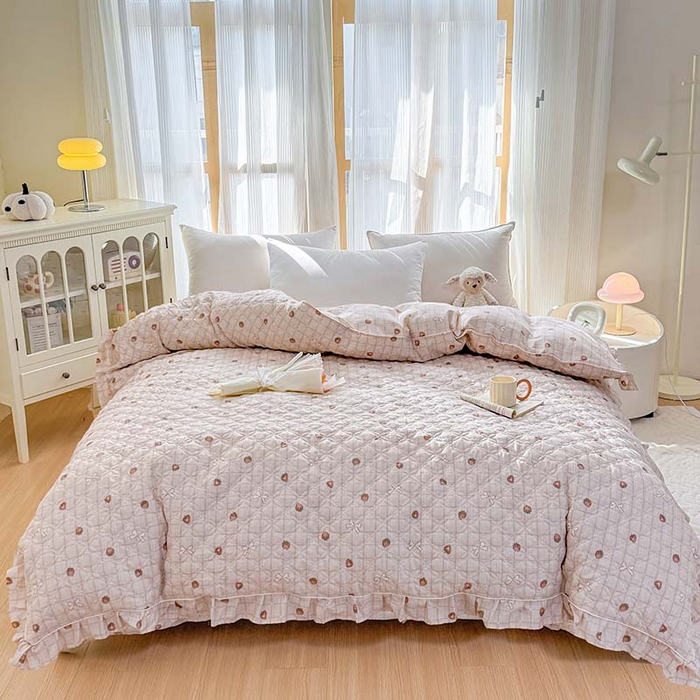 91家纺网 家纺一手货源 找家纺 （总）爱妮玖玖 2026新款小蕾丝全棉纯棉印花夹棉单被套被套单件单品被套