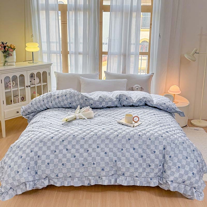 91家纺网 家纺一手货源 找家纺 （总）爱妮玖玖 2026新款小蕾丝全棉纯棉印花夹棉单被套被套单件单品被套