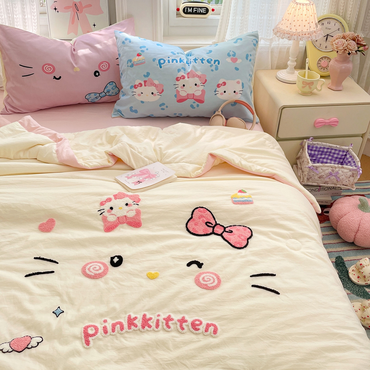 91家纺网 家纺一手货源 找家纺 （总）康纳利 2026新款加厚水洗云朵棉大版毛巾绣夏凉被空调被印花卡通夏被四件套