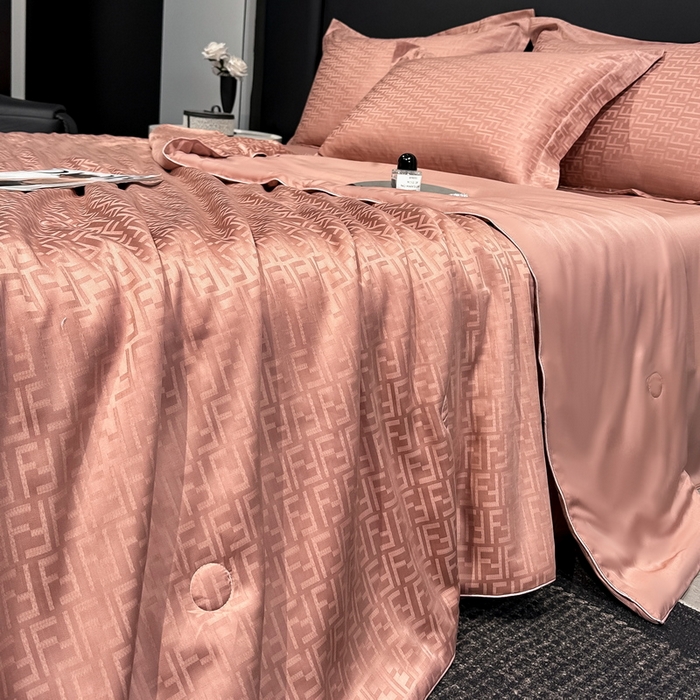 91家纺网 家纺一手货源 找家纺 慕晨 2026新款莱赛尔提花四件套高级简奢款天丝夏被四件套直播热款 米娜