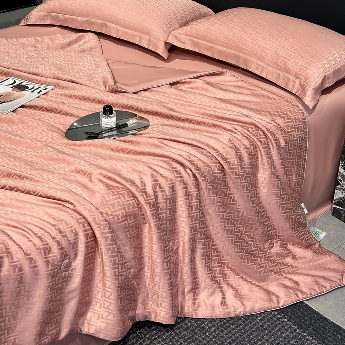 91家纺网 家纺一手货源 找家纺 慕晨 2026新款莱赛尔提花四件套高级简奢款天丝夏被四件套直播热款 米娜