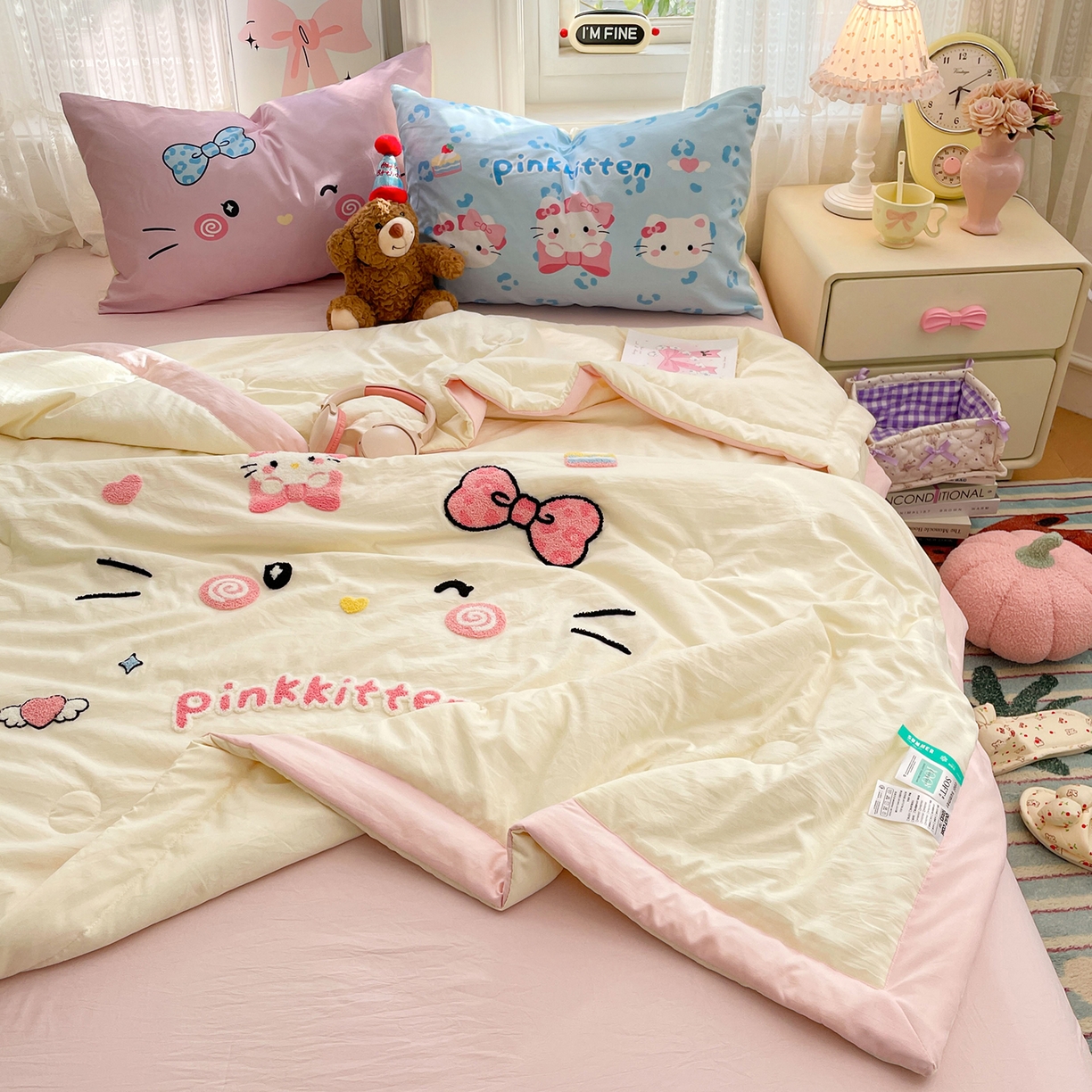 91家纺网 家纺一手货源 找家纺 （总）康纳利 2026新款加厚水洗云朵棉大版毛巾绣夏凉被空调被印花卡通夏被四件套