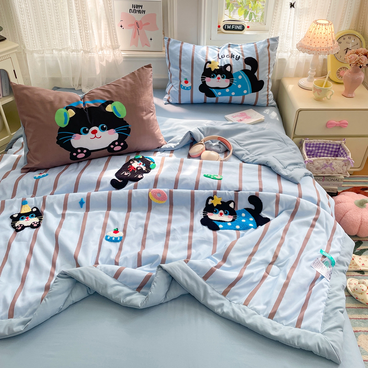 91家纺网 家纺一手货源 找家纺 （总）康纳利 2026新款加厚水洗云朵棉大版毛巾绣夏凉被空调被印花卡通夏被四件套