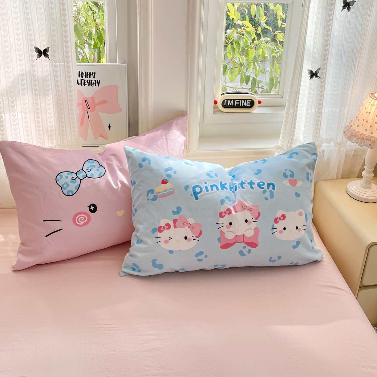 91家纺网 家纺一手货源 找家纺 康纳利 2026新款加厚水洗云朵棉大版毛巾绣夏凉被空调被印花卡通夏被四件套 KT 猫咪-奶黄