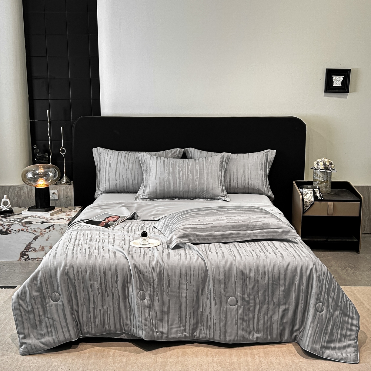 慕晨 2026新款莱赛尔提花四件套高级简奢款天丝夏被四件套直播热款 亚希