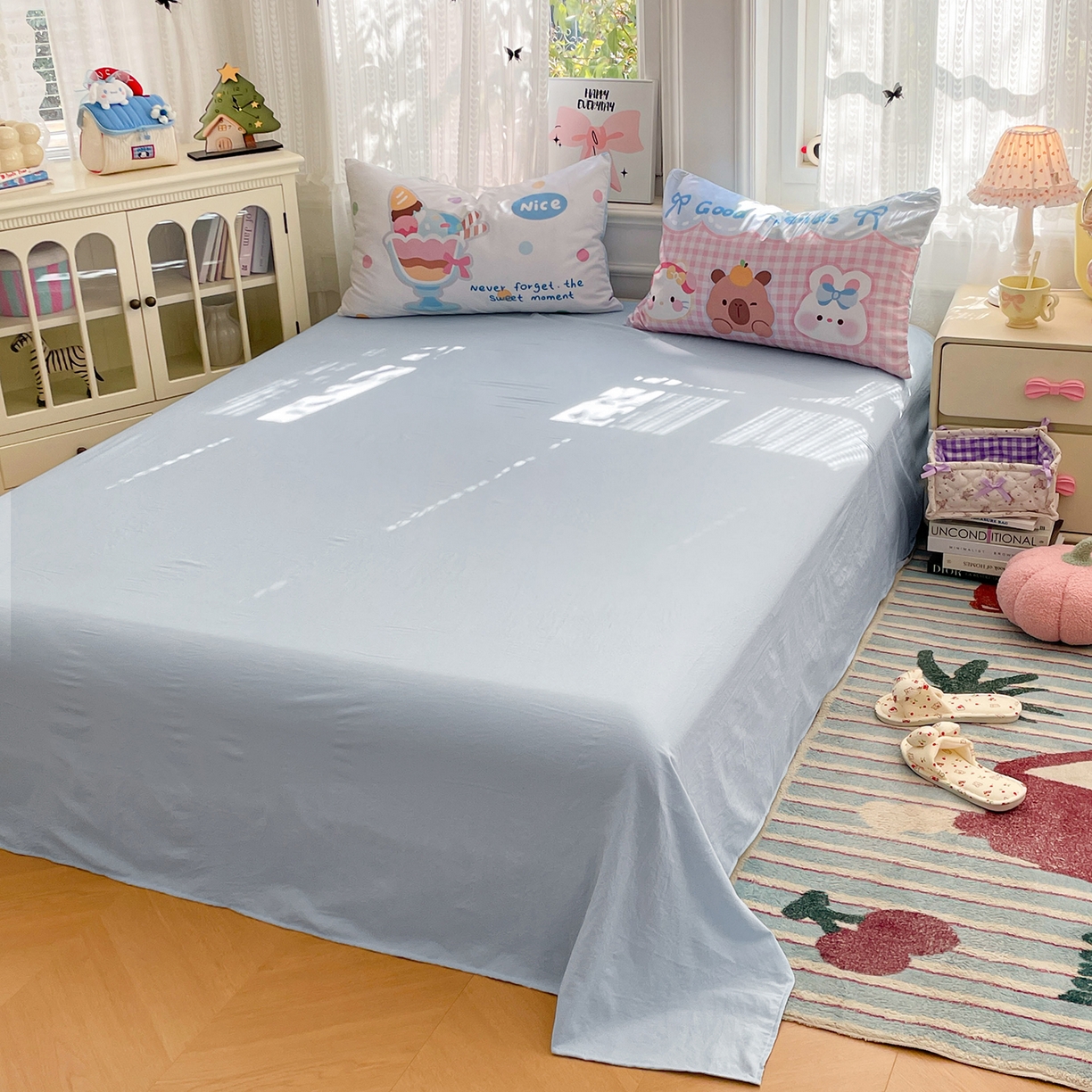 91家纺网 家纺一手货源 找家纺 康纳利 2026新款加厚水洗云朵棉大版毛巾绣夏凉被空调被印花卡通夏被四件套 蛋糕碰碰会