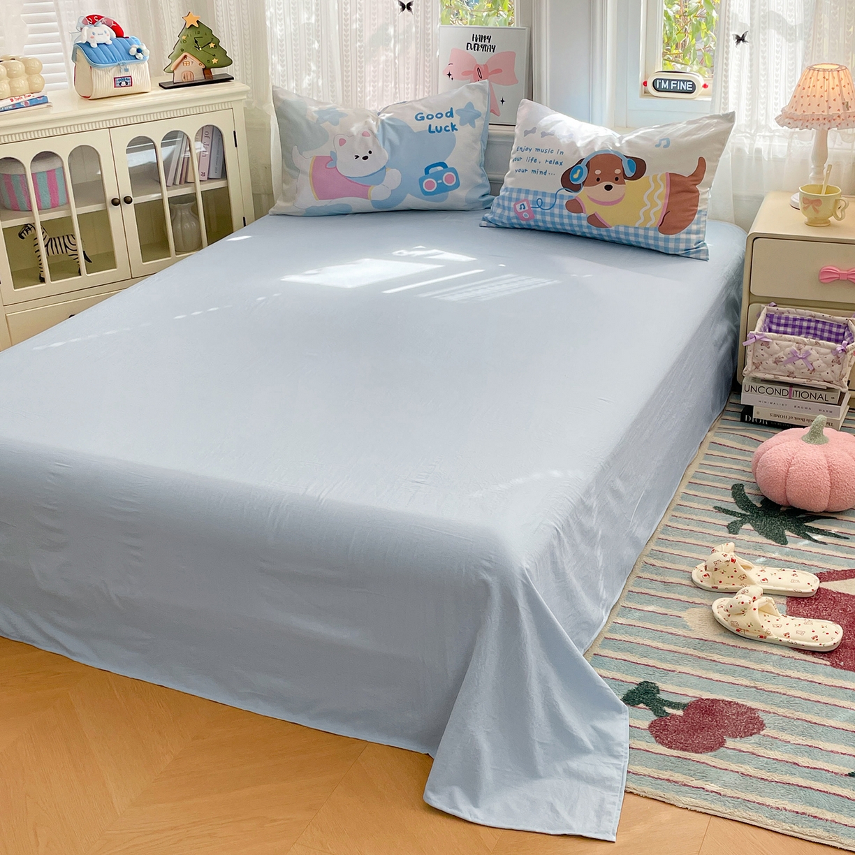 91家纺网 家纺一手货源 找家纺 康纳利 2026新款加厚水洗云朵棉大版毛巾绣夏凉被空调被印花卡通夏被四件套 动物趴-奶黄