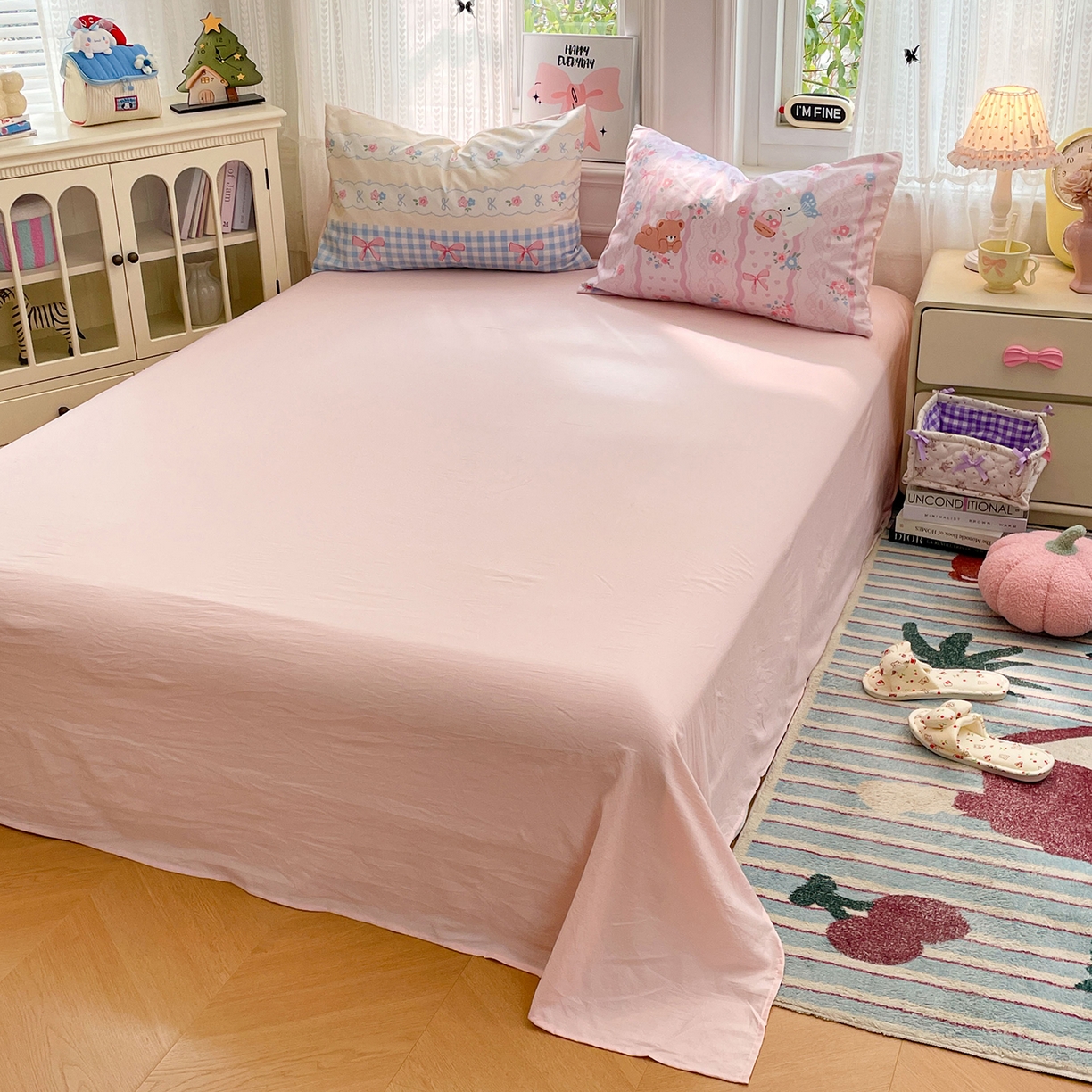 91家纺网 家纺一手货源 找家纺 康纳利 2026新款加厚水洗云朵棉大版毛巾绣夏凉被空调被印花卡通夏被四件套 花田萌宠-奶黄