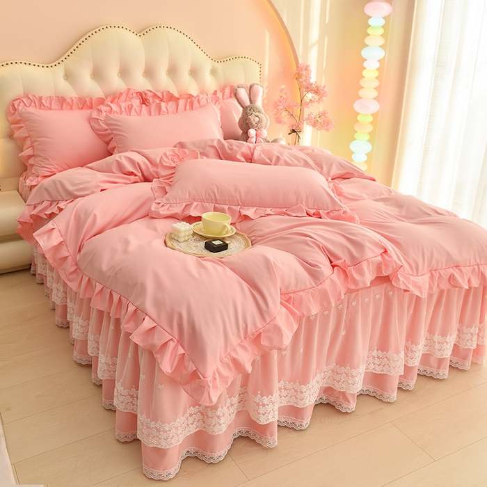 91家纺网 家纺一手货源 找家纺 （总）迪梦姿家纺 2025新款公主风高克重洛卡棉四件套