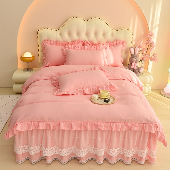 91家纺网 家纺一手货源 找家纺 （总）迪梦姿家纺 2025新款公主风高克重洛卡棉四件套