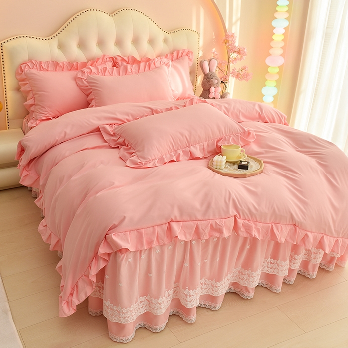 91家纺网 家纺一手货源 找家纺 （总）迪梦姿家纺 2025新款公主风高克重洛卡棉四件套