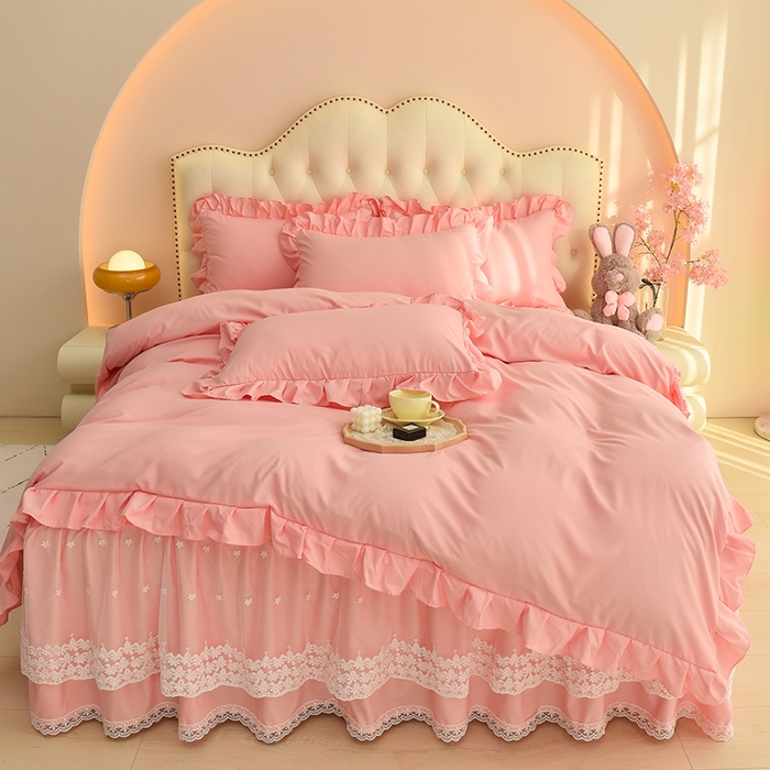 91家纺网 家纺一手货源 找家纺 （总）迪梦姿家纺 2025新款公主风高克重洛卡棉四件套