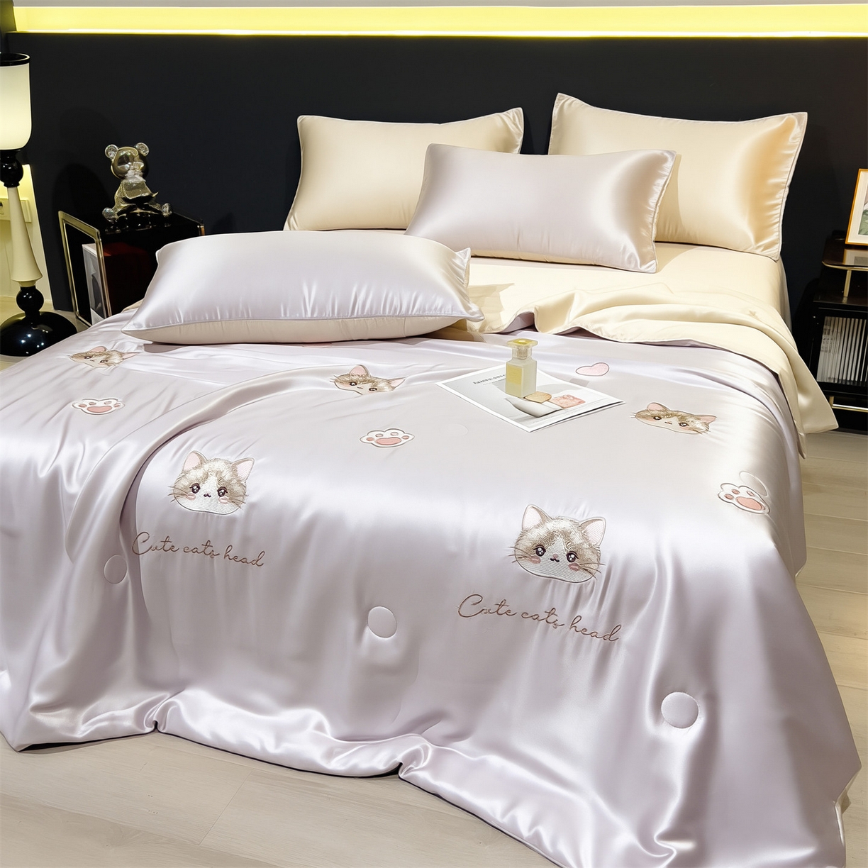 91家纺网 家纺一手货源 找家纺 （总）兄弟坊 2026新款水洗冰丝刺绣夏被夏凉被夏被四件套