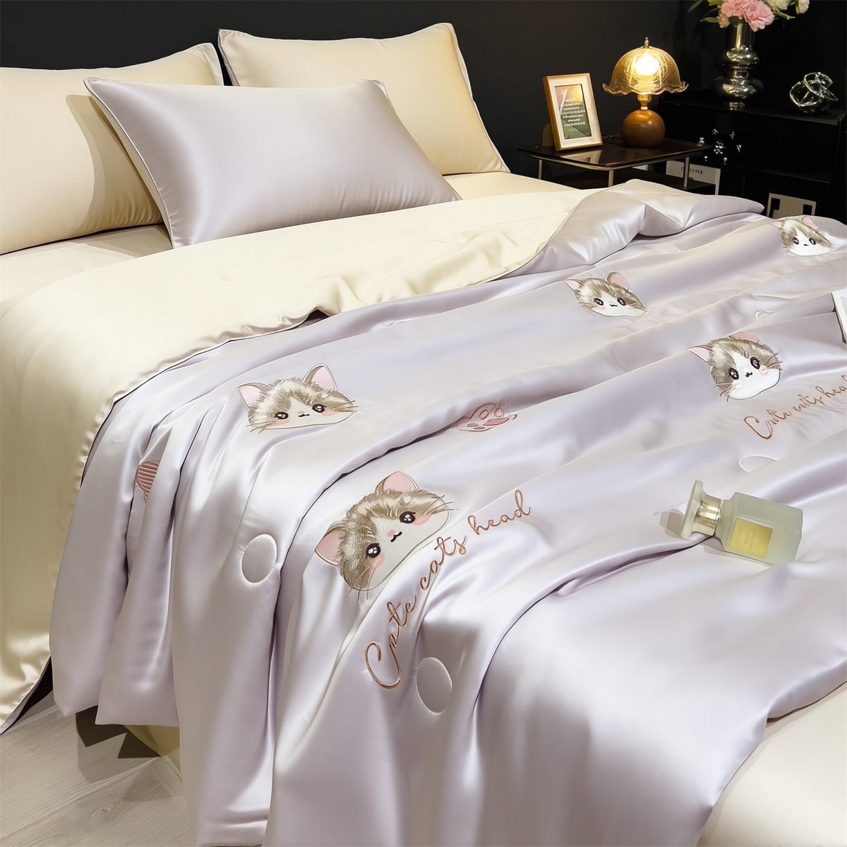 91家纺网 家纺一手货源 找家纺 （总）兄弟坊 2026新款水洗冰丝刺绣夏被夏凉被夏被四件套