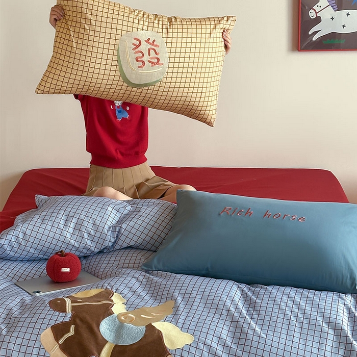 91家纺网 家纺一手货源 找家纺 （总）桃子家居 2026新款A类纯棉全棉元气小马贴布绣高端刺绣工艺四件套系列