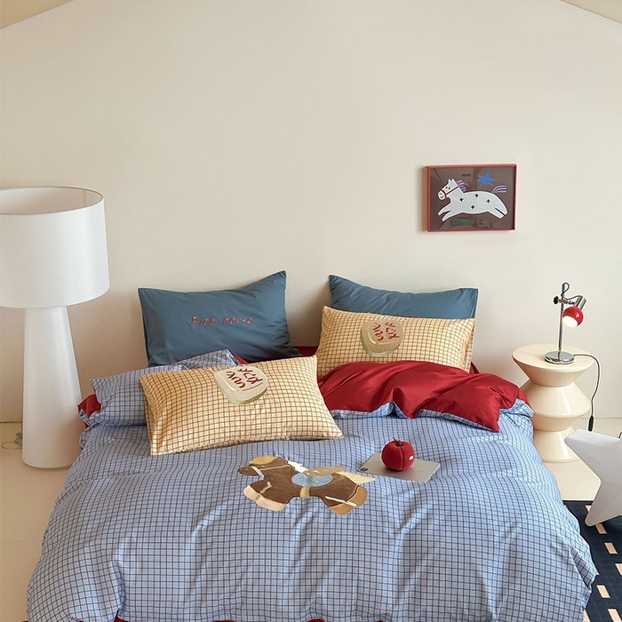 91家纺网 家纺一手货源 找家纺 （总）桃子家居 2026新款A类纯棉全棉元气小马贴布绣高端刺绣工艺四件套系列