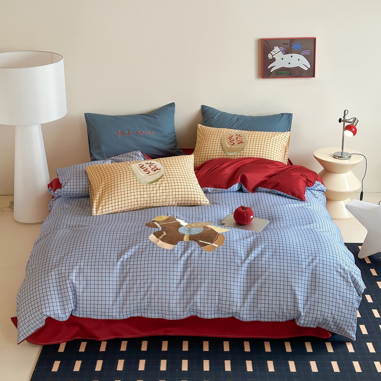 91家纺网 家纺一手货源 找家纺 （总）桃子家居 2026新款A类纯棉全棉元气小马贴布绣高端刺绣工艺四件套系列