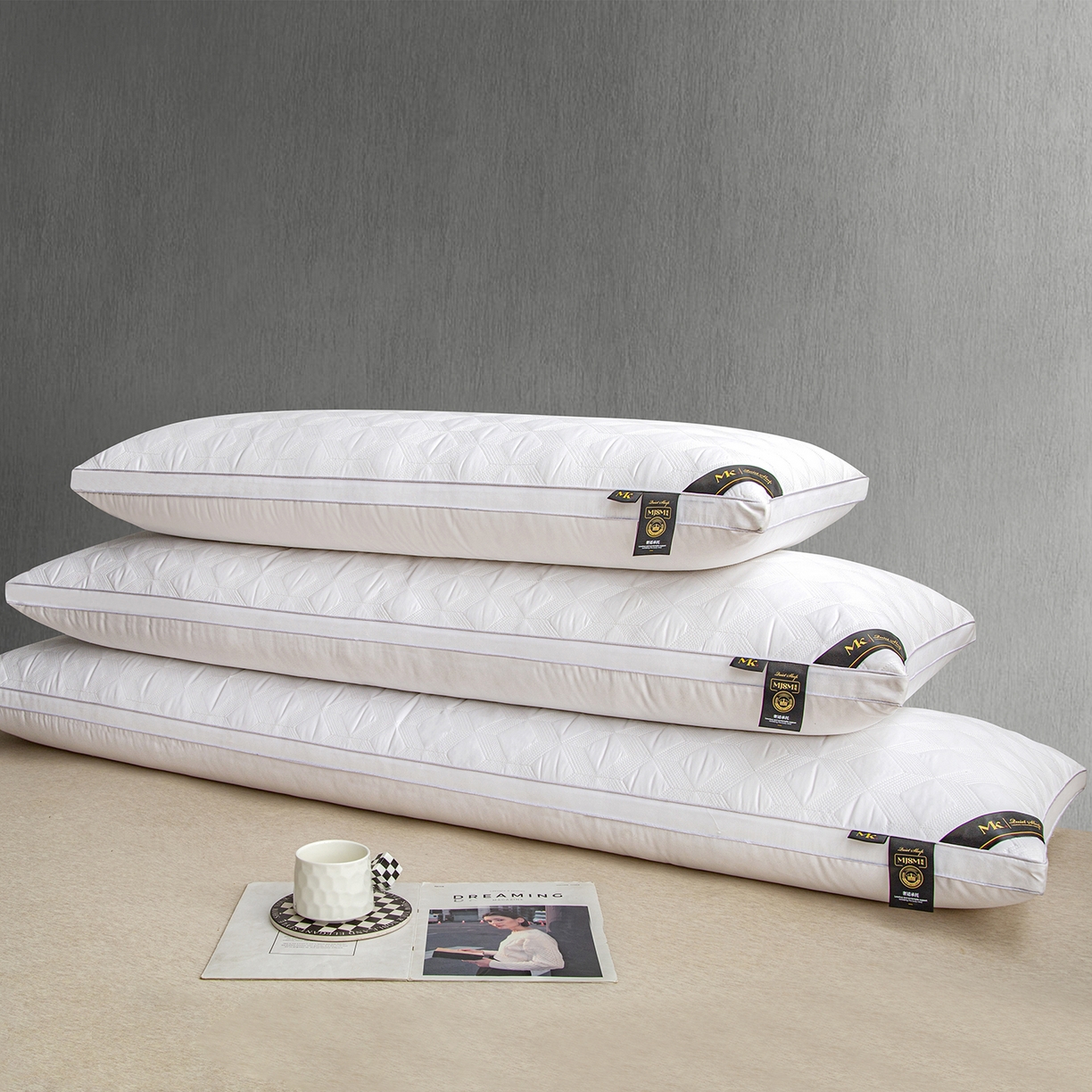 91家纺网 家纺一手货源 找家纺 （总）芯宜佳 2026新款枕芯多线格菱形长枕双人枕芯酒店情侣枕家用亲子枕头