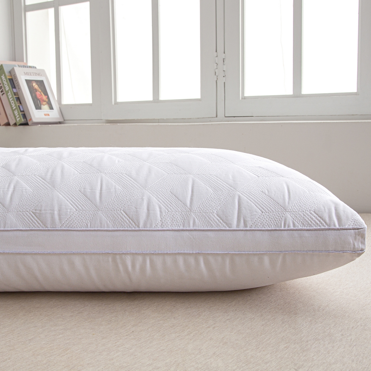 91家纺网 家纺一手货源 找家纺 （总）芯宜佳 2026新款枕芯多线格菱形长枕双人枕芯酒店情侣枕家用亲子枕头