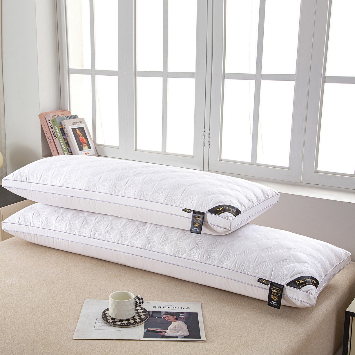 91家纺网 家纺一手货源 找家纺 （总）芯宜佳 2026新款枕芯多线格菱形长枕双人枕芯酒店情侣枕家用亲子枕头