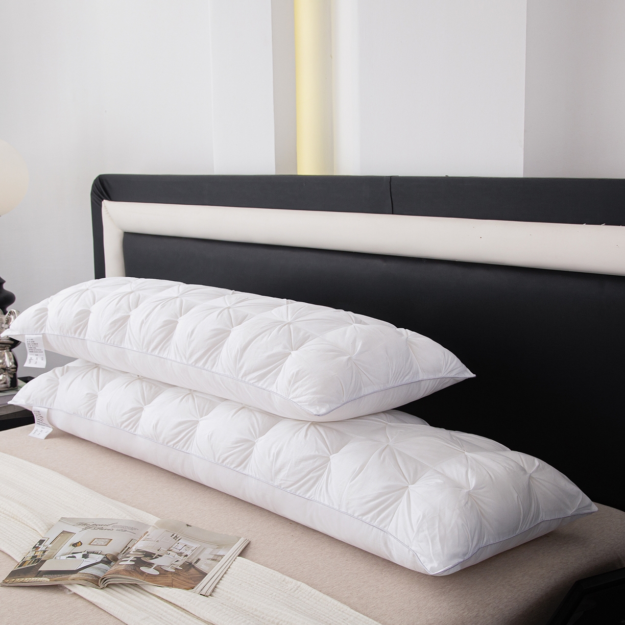 91家纺网 家纺一手货源 找家纺 芯宜佳 2026新款枕芯纽花长枕双人枕芯酒店情侣枕家用亲子枕头 纽花-白