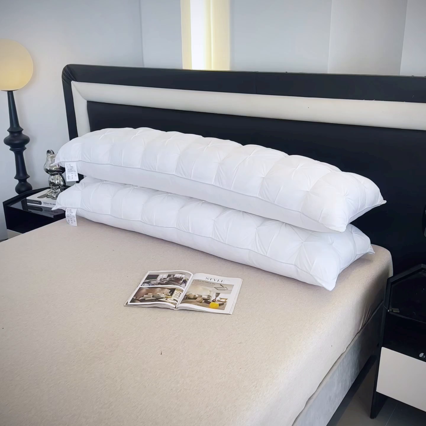 91家纺网 家纺一手货源 找家纺 芯宜佳 2026新款枕芯纽花长枕双人枕芯酒店情侣枕家用亲子枕头 纽花-白