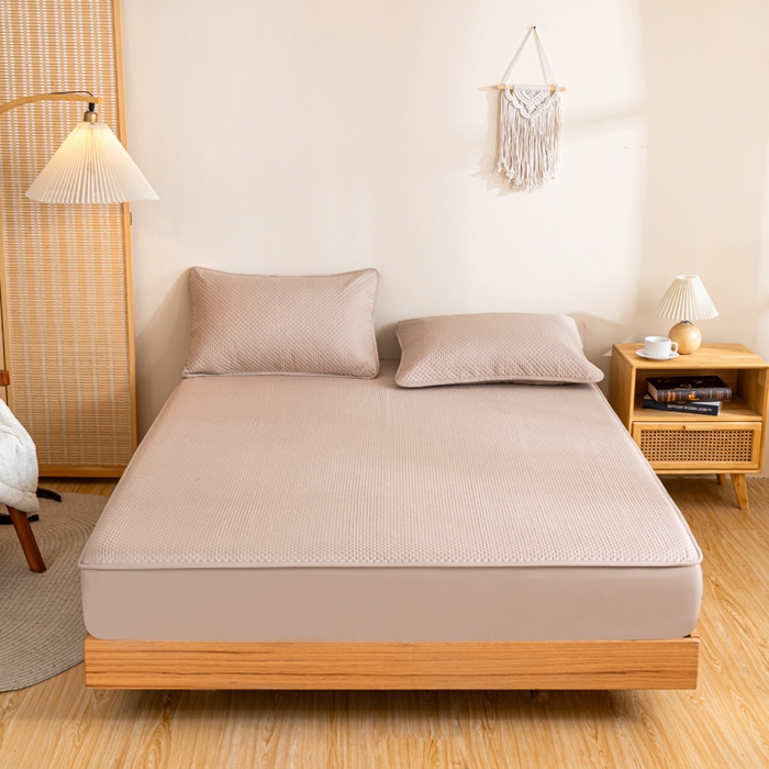 宇淳国际 2026新款小竺棉超声波床笠三件套外贸跨境电商亚马逊速卖通欧美特殊尺寸可定制 卡其-小竺棉夹棉床笠