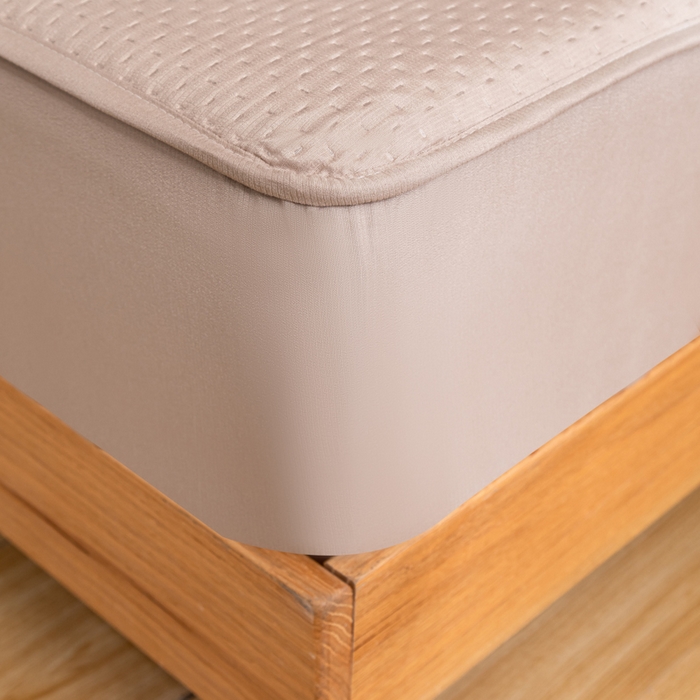 91家纺网 家纺一手货源 找家纺 宇淳国际 2026新款小竺棉超声波床笠三件套外贸跨境电商亚马逊速卖通欧美特殊尺寸可定制 卡其-小竺棉夹棉床笠