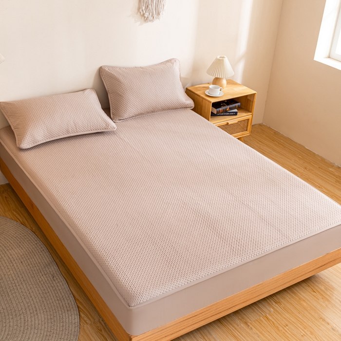 91家纺网 家纺一手货源 找家纺 宇淳国际 2026新款小竺棉超声波床笠三件套外贸跨境电商亚马逊速卖通欧美特殊尺寸可定制 卡其-小竺棉夹棉床笠