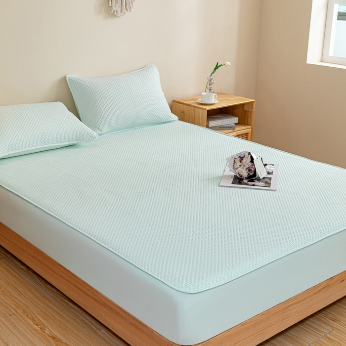 91家纺网 家纺一手货源 找家纺 宇淳国际 2026新款小竺棉超声波床笠三件套外贸跨境电商亚马逊速卖通欧美特殊尺寸可定制 秋波兰-小竺棉夹棉床笠